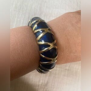 Maresca Gold Tone and Blue Enamel Hinged Bracelet‎ Vintage